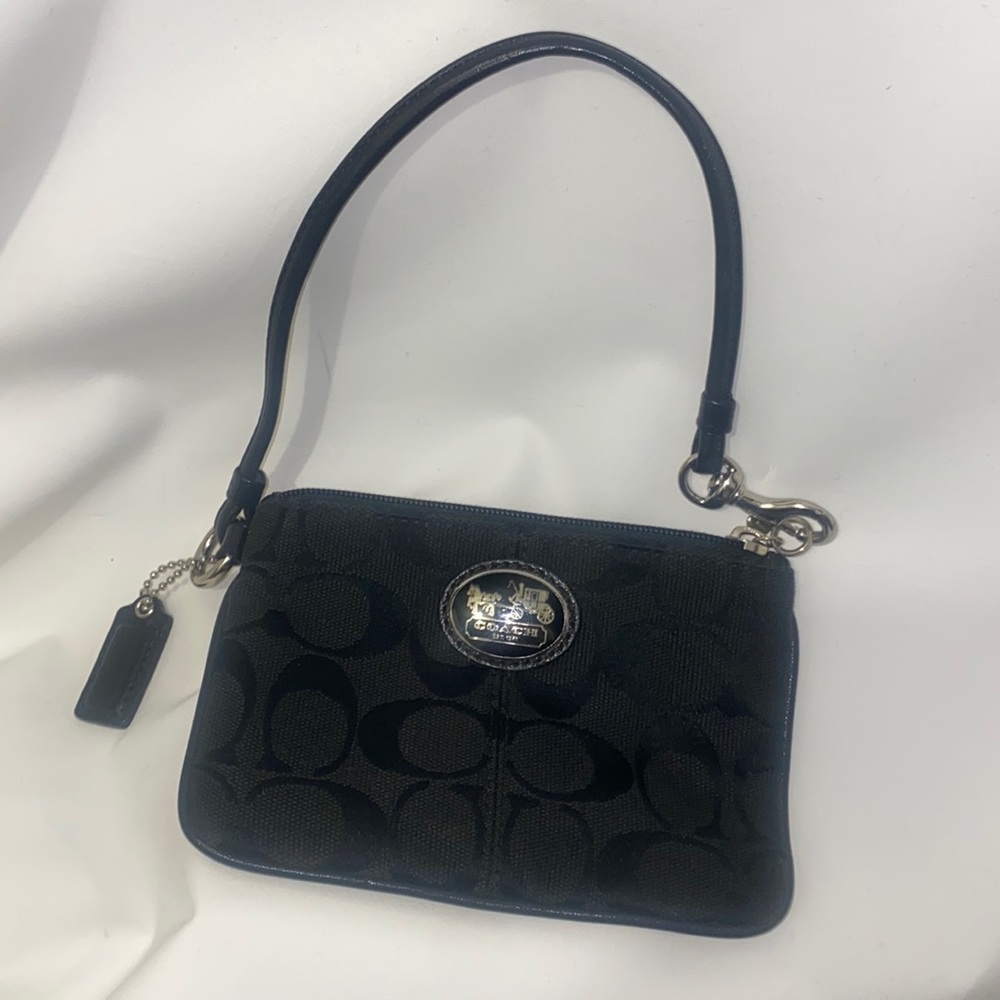 Coach Sutton Signature Small Black Wristlet
